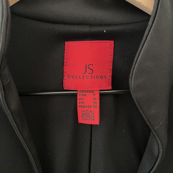 JS Collection Black Short Jacket Blazer Satin - Size 8 - Picture 3 of 7